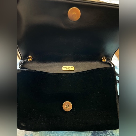 GIVENCHY PARIS Vintage Embroidered Velvet Leather Clutch Evening Shoulder Bag - Picture 7 of 14